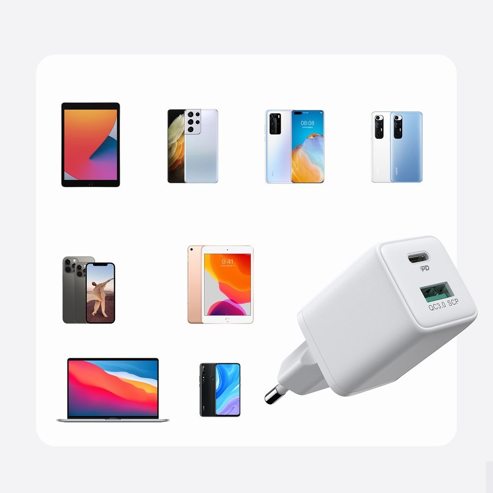 JOYROOM Joyroom 30W PD QC USB-C / USB-A Väggladdare Vit