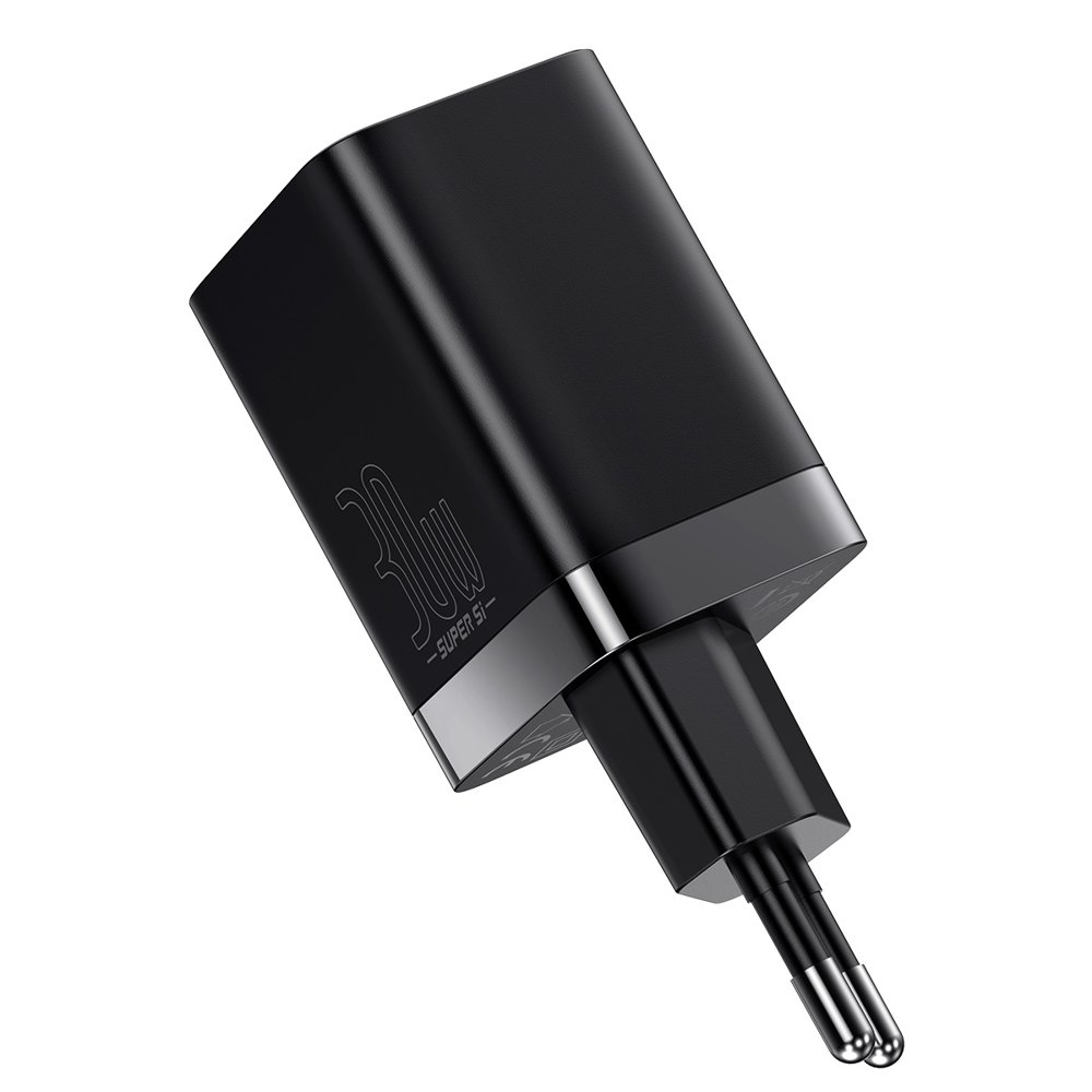 BASEUS Baseus 30W Super Pro USB-C / USB-A PD QC Väggladdare Svart