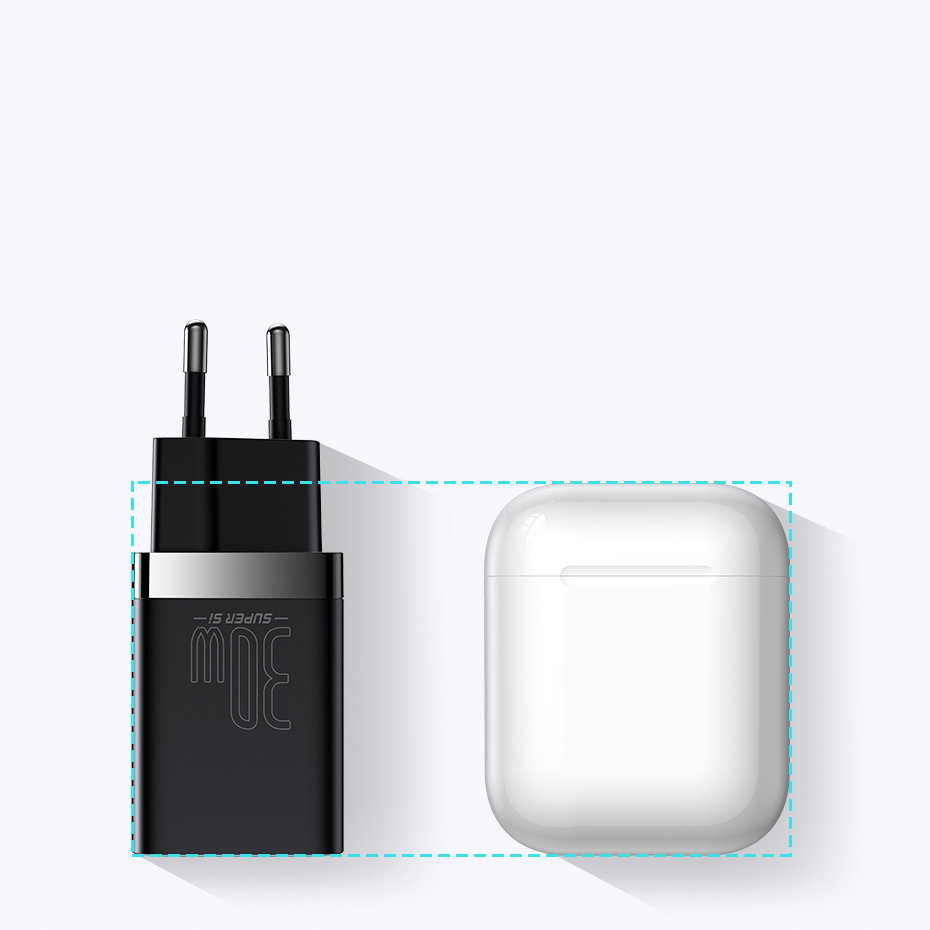 BASEUS Baseus 30W Super Pro USB-C / USB-A PD QC Väggladdare Svart