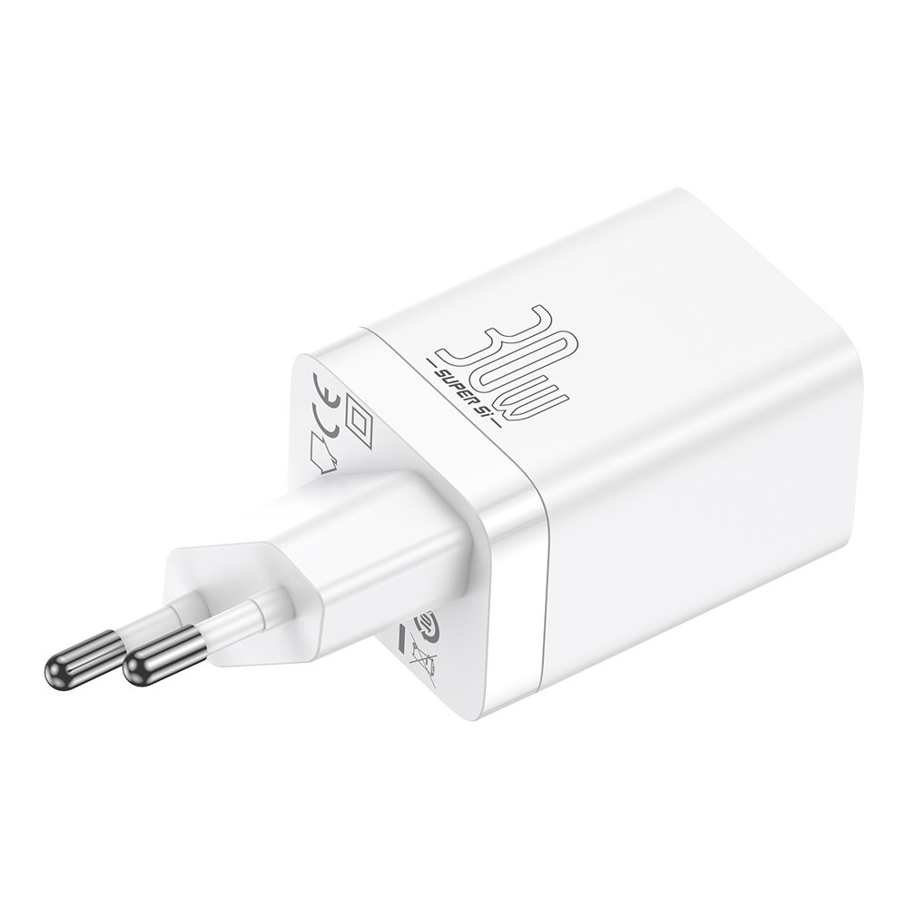BASEUS Baseus 30W Super Pro USB-C / USB-A PD QC Väggladdare Vit