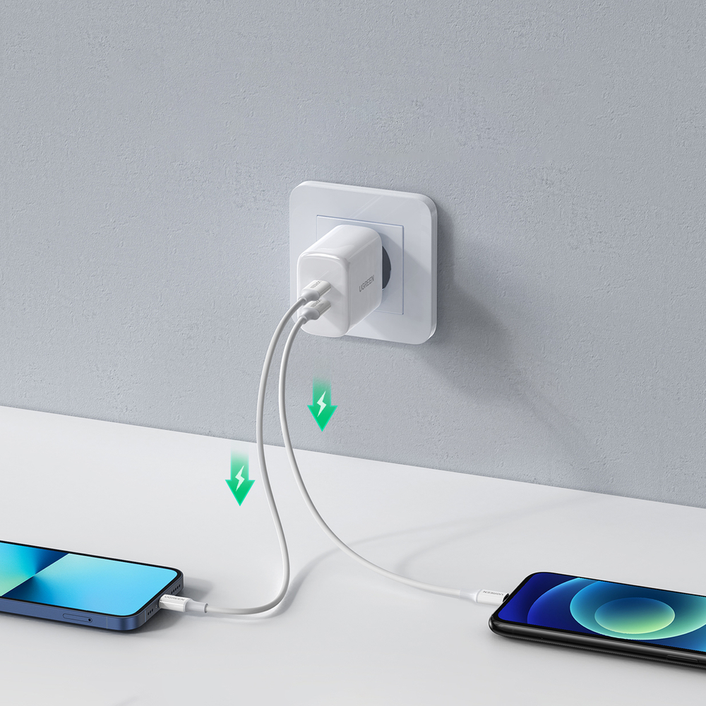 UGREEN Ugreen 40W 2x USB-C PD Snabbladdare Väggladdare Vit