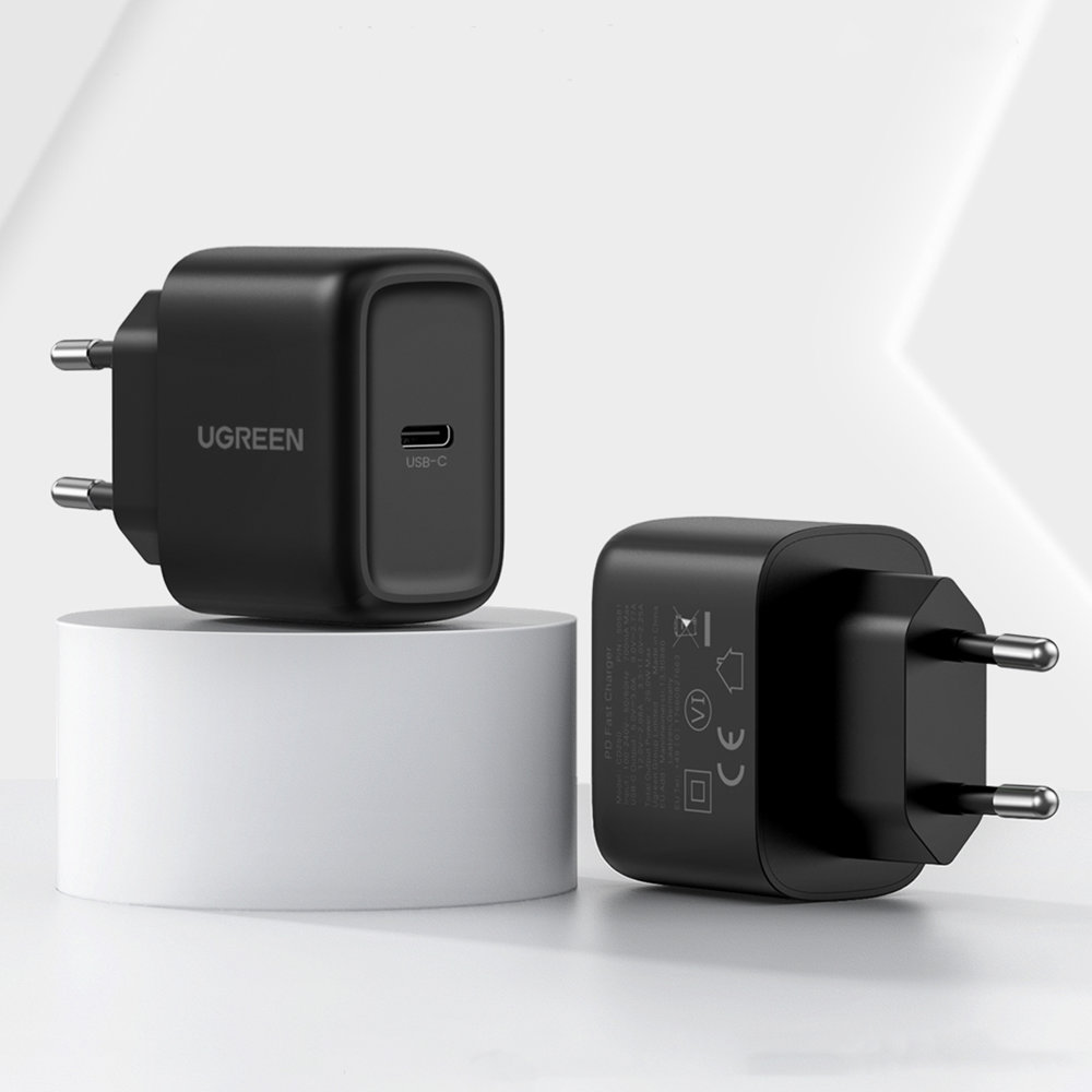 UGREEN Ugreen 25W USB-C Snabbladdare + 2m USB-C - USB-C kabel Svart