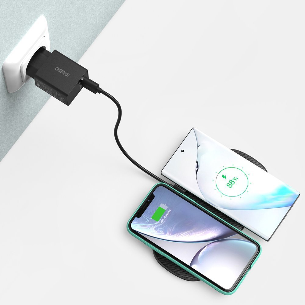 Choetech Choetech 10W 3A 2in1 Trådlös Qi Laddare för Mobil / Hörlurar Svart