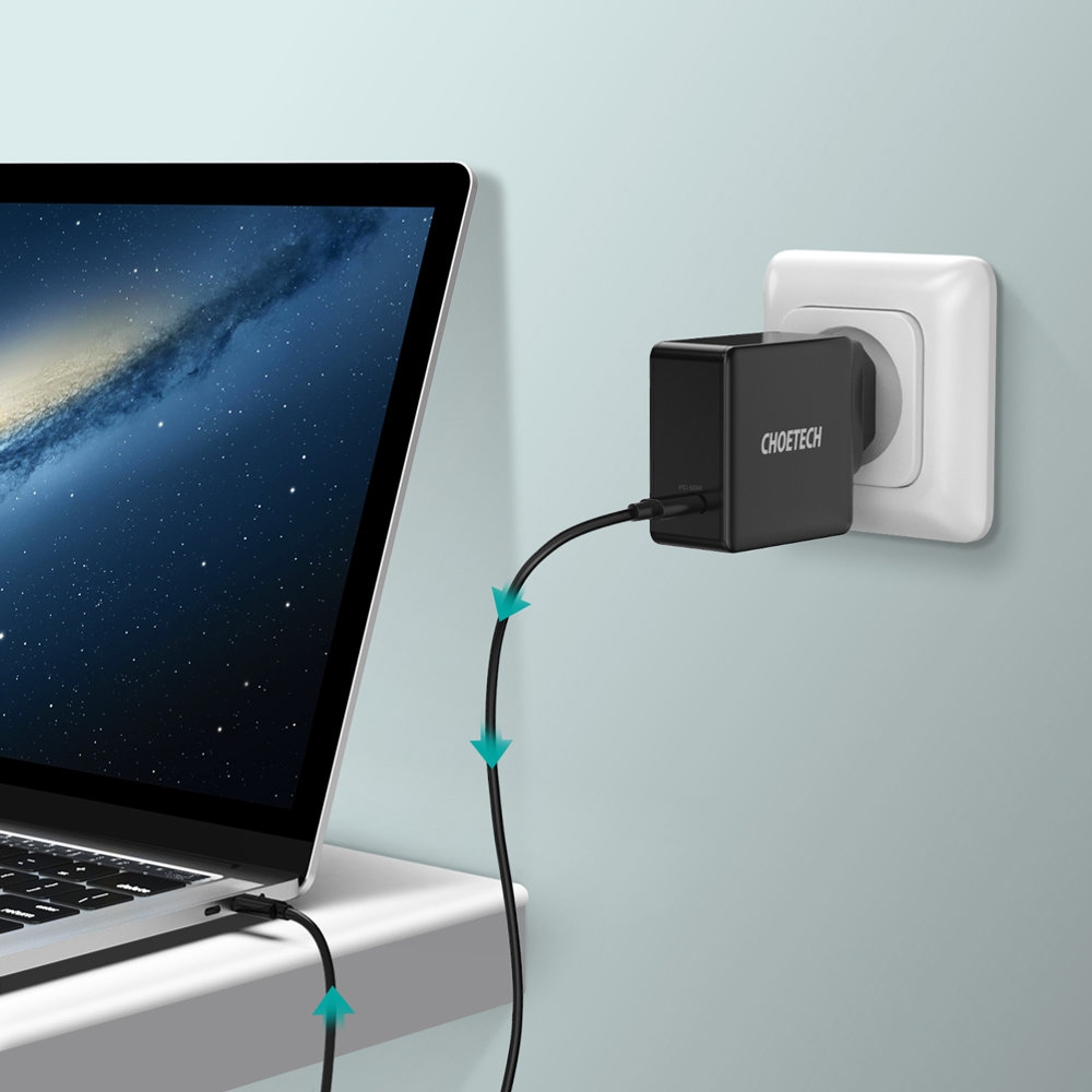 Choetech Choetech 60W USB-C PD Väggladdare Snabbladdning Svart