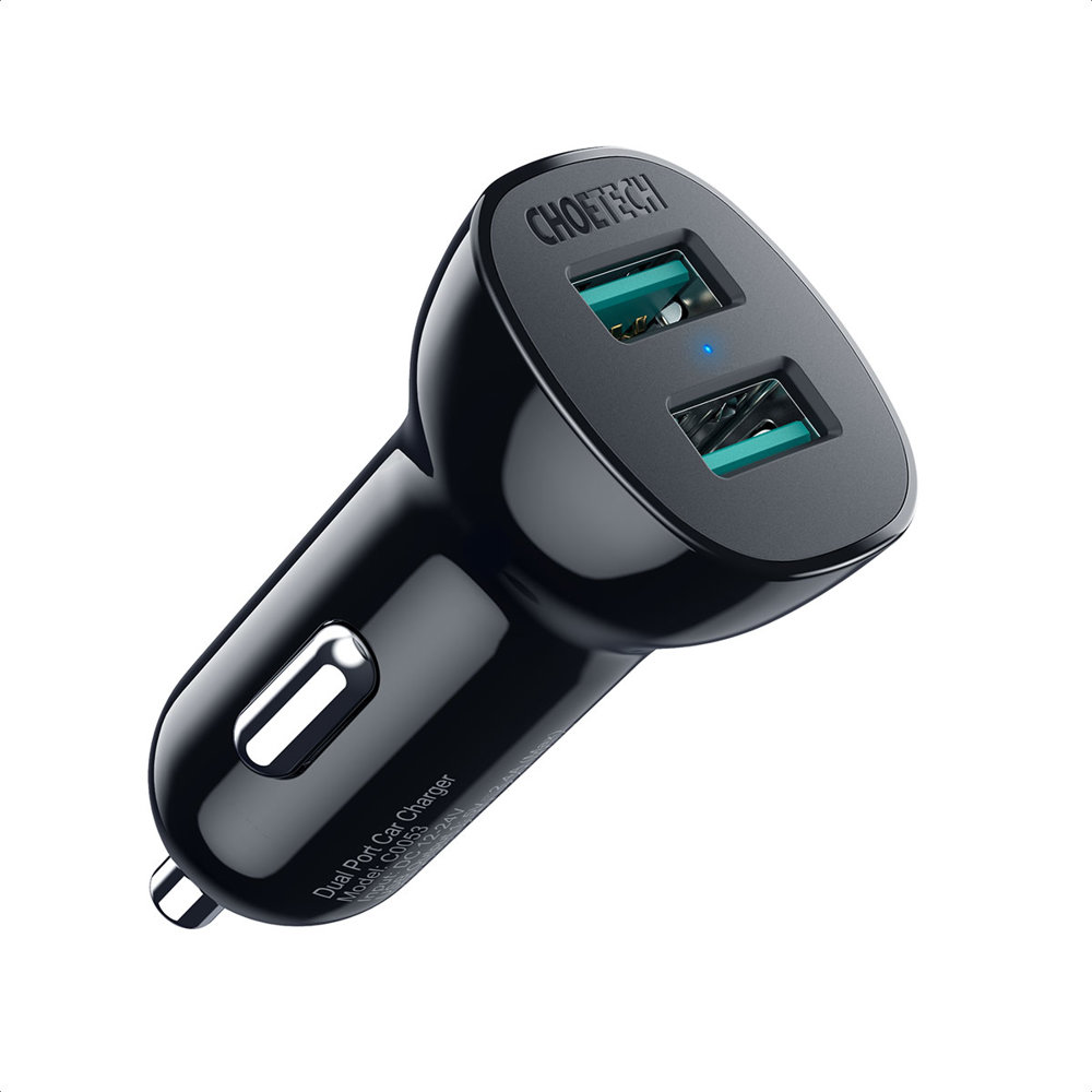 Choetech Choetech 12W 2.4A 2x USB-A Billaddare Svart