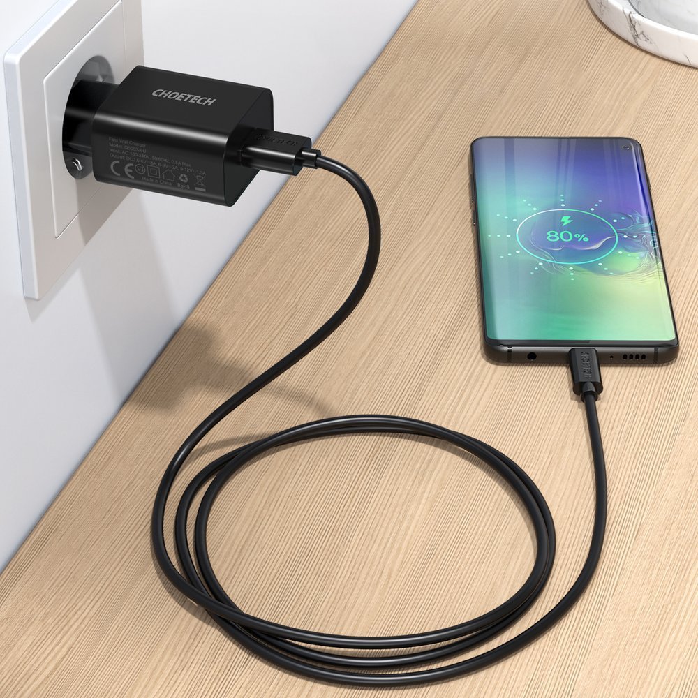 Choetech Choetech 18W PD USB-A Väggladdare Svart