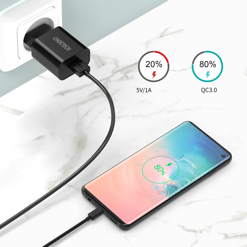 Choetech Choetech 18W PD USB-A Väggladdare Svart