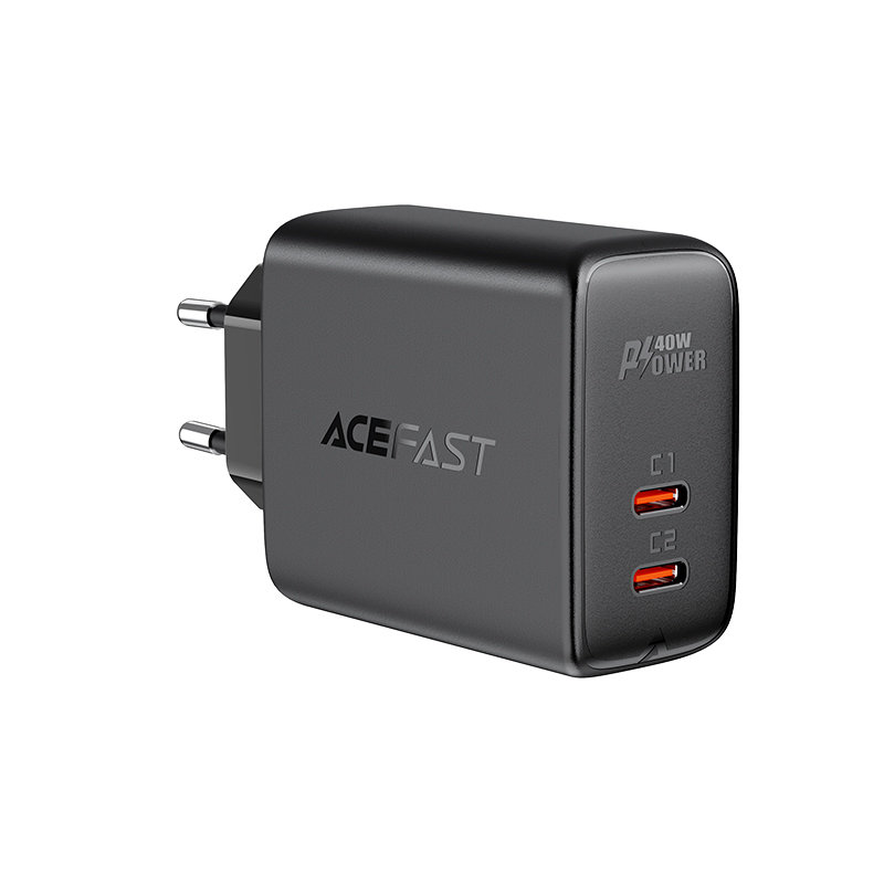 Acefast Acefast 40W PD QC PPS 2x USB-C Väggladdare Svart