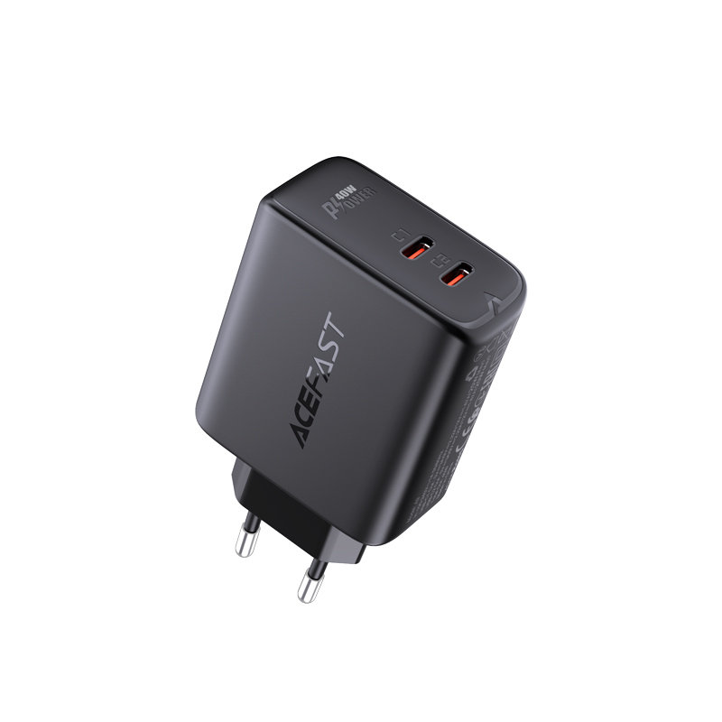 Acefast Acefast 40W PD QC PPS 2x USB-C Väggladdare Svart