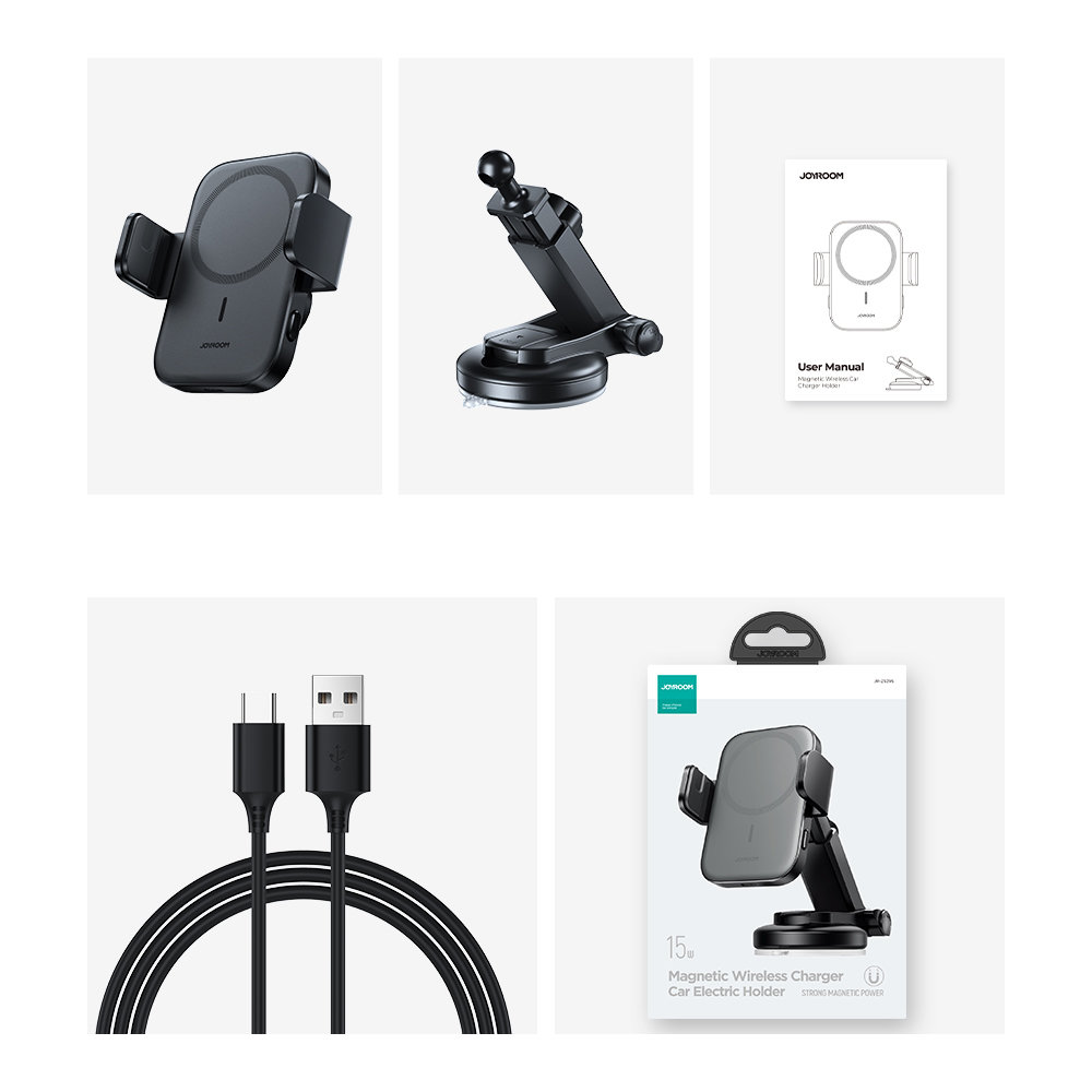 JOYROOM Joyroom 15W MagSafe Qi Laddare För Instrumentpanel Svart