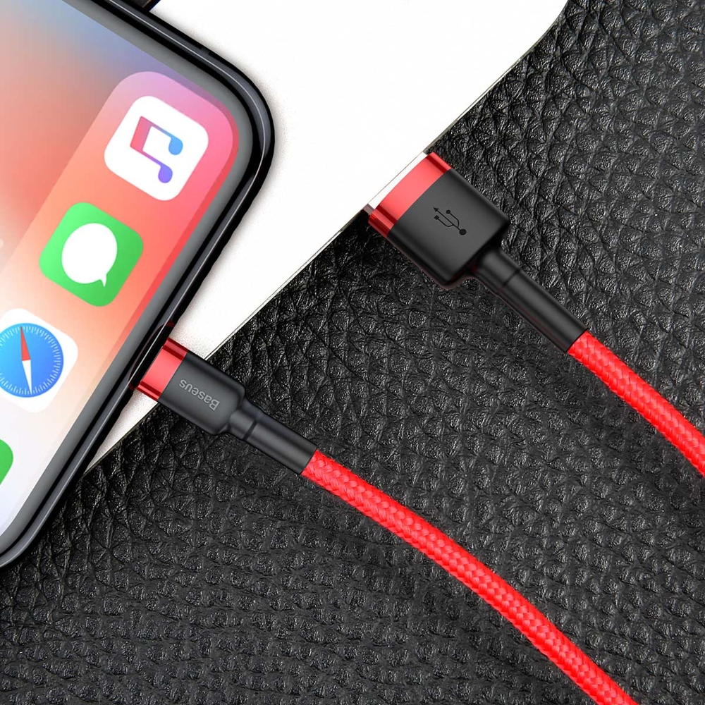 BASEUS BASEUS 1m Lightning Nylon Kabel - 2.4A Snabbladdning - Röd