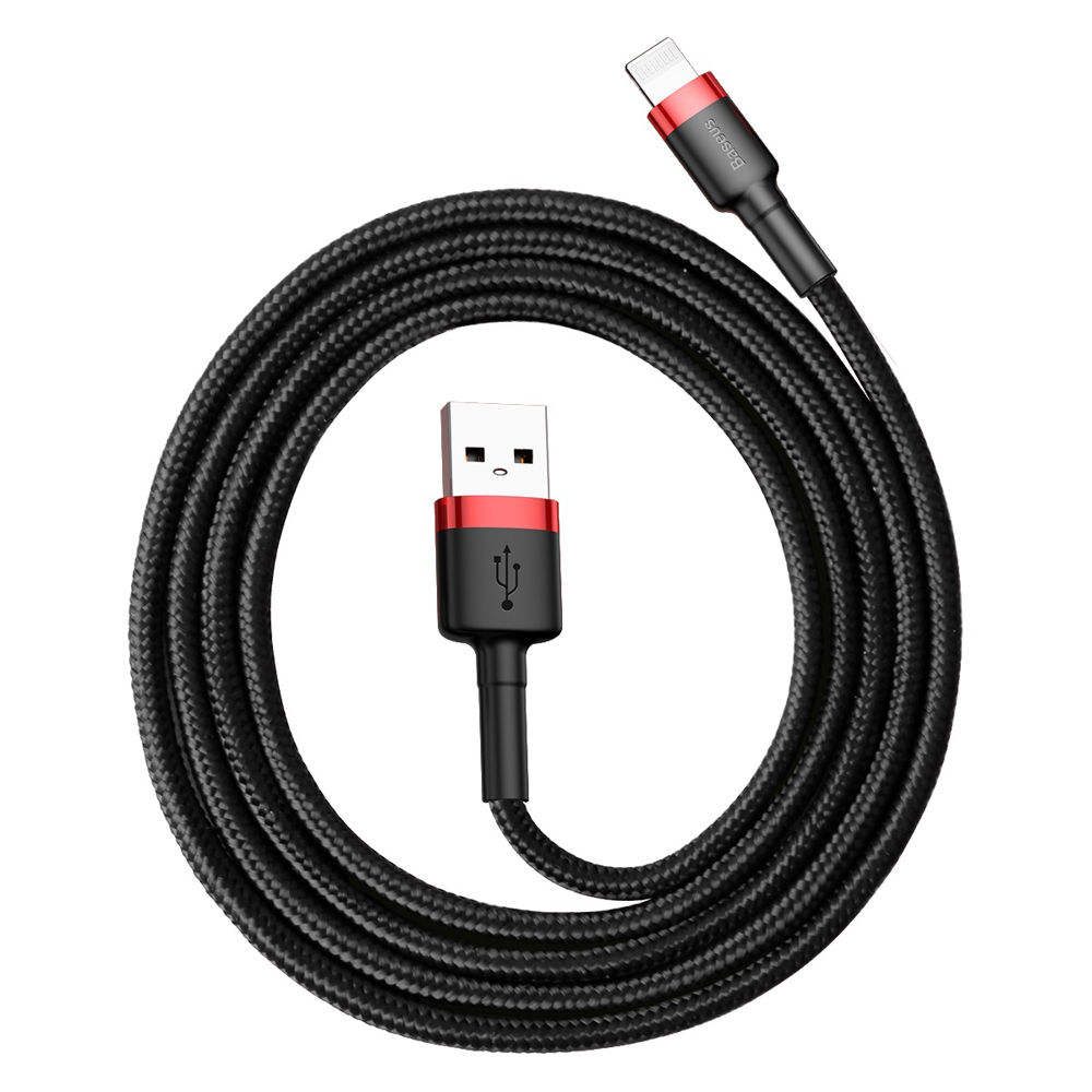 BASEUS BASEUS Lightning 1m Nylon Kabel - 2.4A Snabbladdning - Svart/Röd