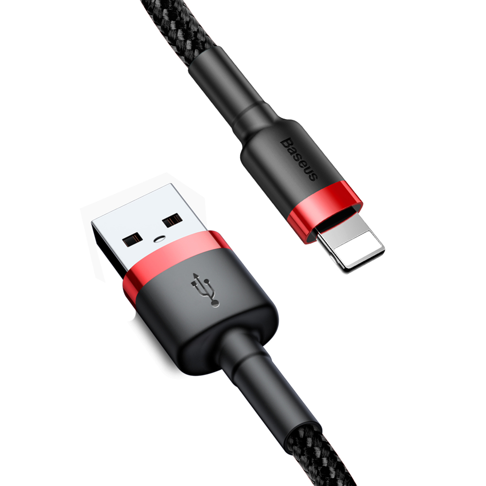 BASEUS BASEUS Lightning 1m Nylon Kabel - 2.4A Snabbladdning - Svart/Röd