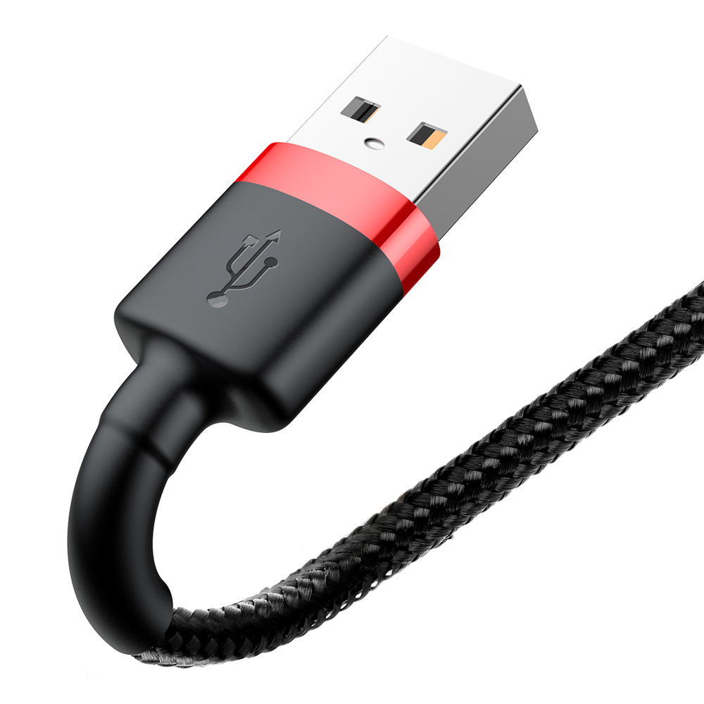 BASEUS BASEUS Lightning 1m Nylon Kabel - 2.4A Snabbladdning - Svart/Röd