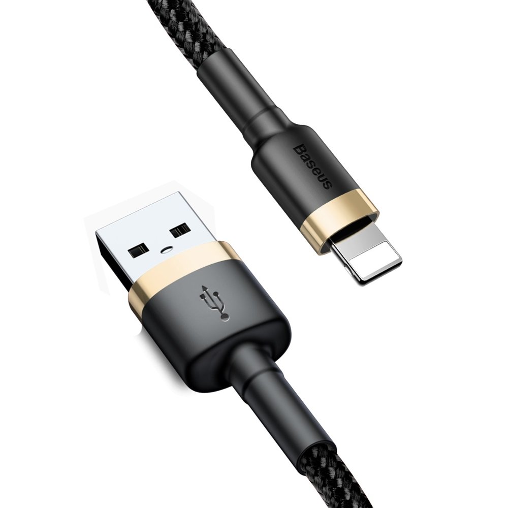 BASEUS BASEUS 3m Lightning Nylon Kabel - Svart/Guld