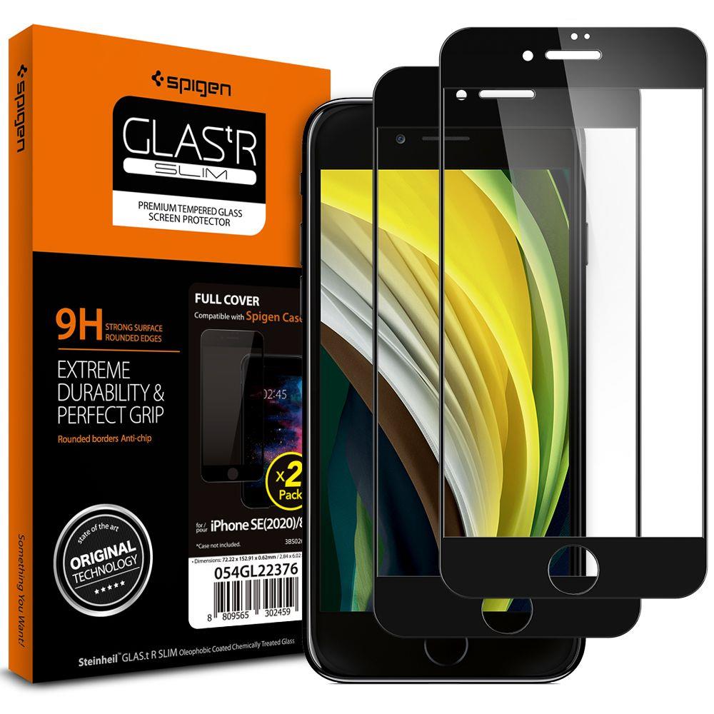 Spigen iPhone 7/8/SE 2020/2022 Spigen 2-PACK Heltäckande Skärmskydd Härdat Glas