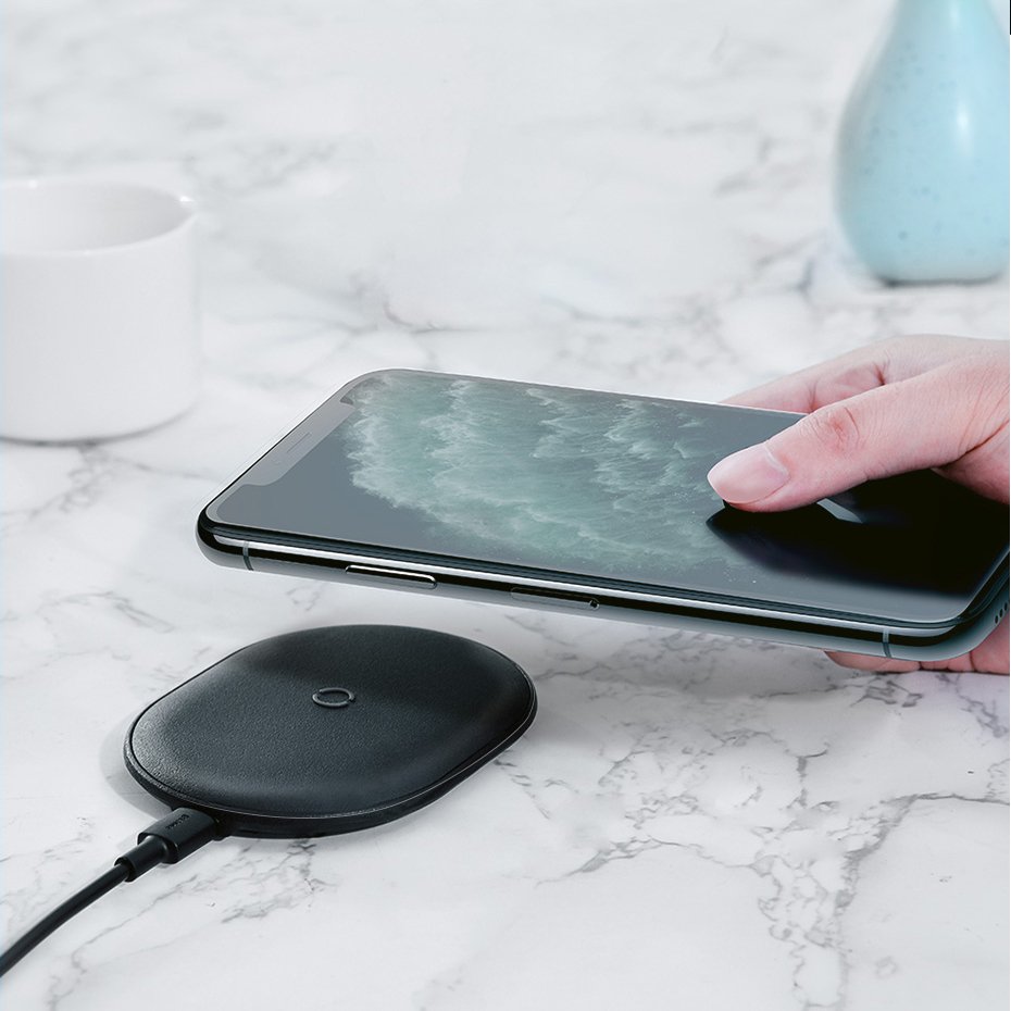 BASEUS Baseus Cobble 15W Qi Laddare + 1m USB-C Kabel - Vit