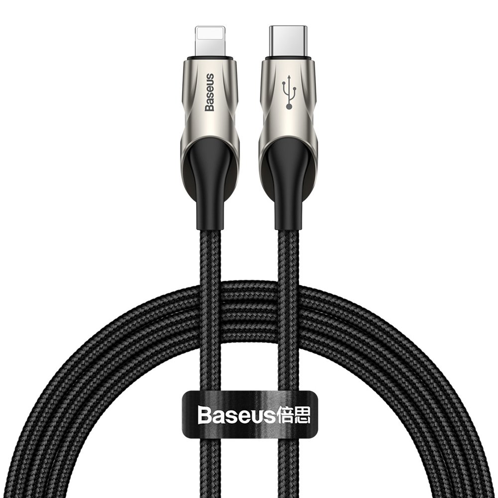 BASEUS Baseus 1m 18W PD Lightning - USB-C Med LED - Svart