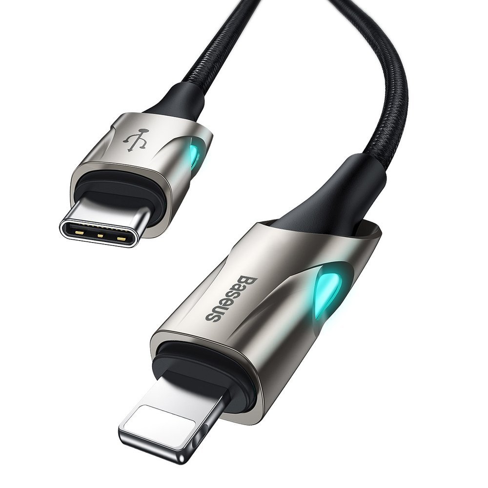 BASEUS Baseus 1m 18W PD Lightning - USB-C Med LED - Svart