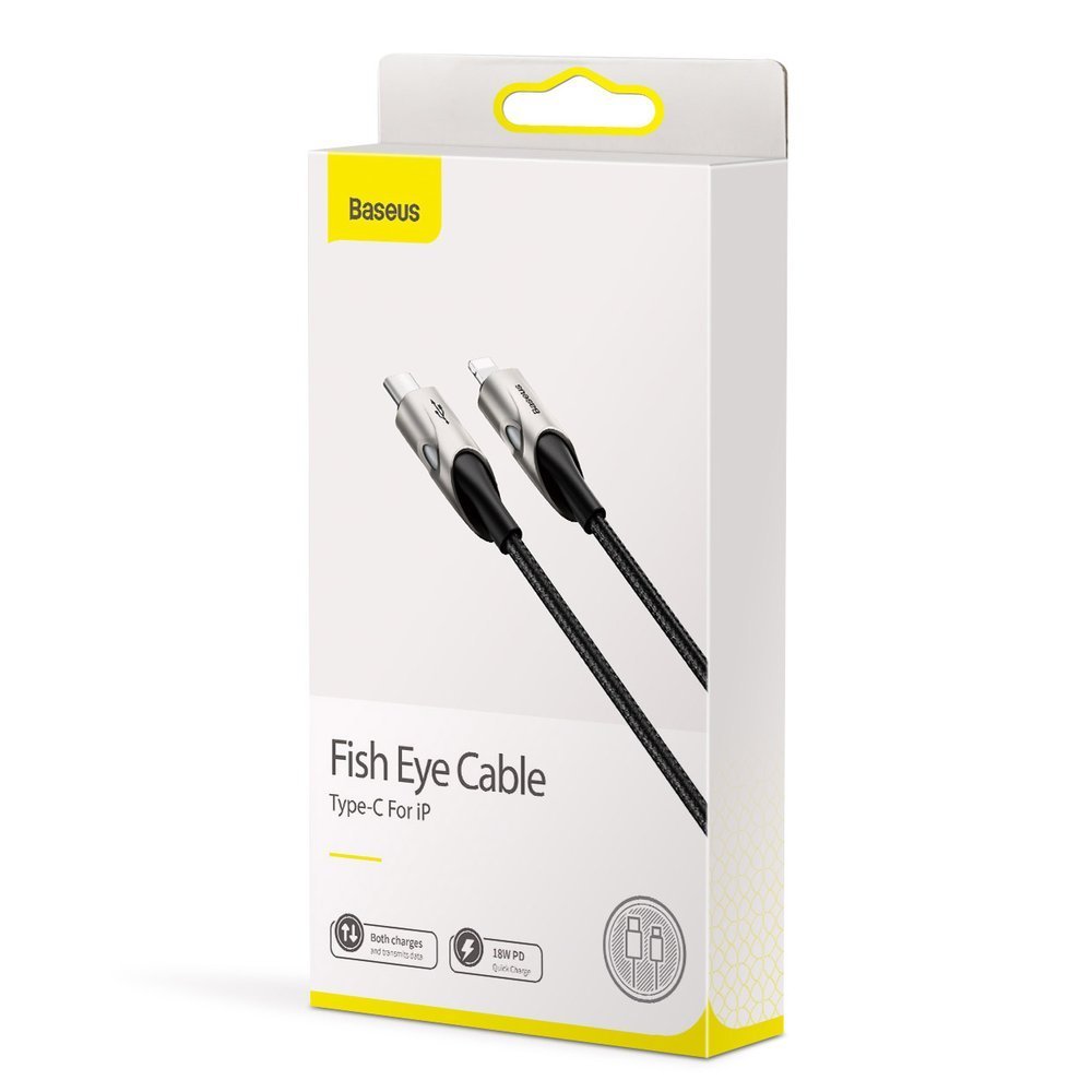 BASEUS Baseus 1m 18W PD Lightning - USB-C Med LED - Svart