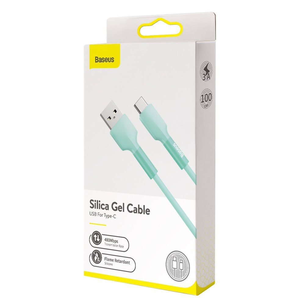 BASEUS Baseus Silica Gel 1m 3A USB-C Kabel - Grön