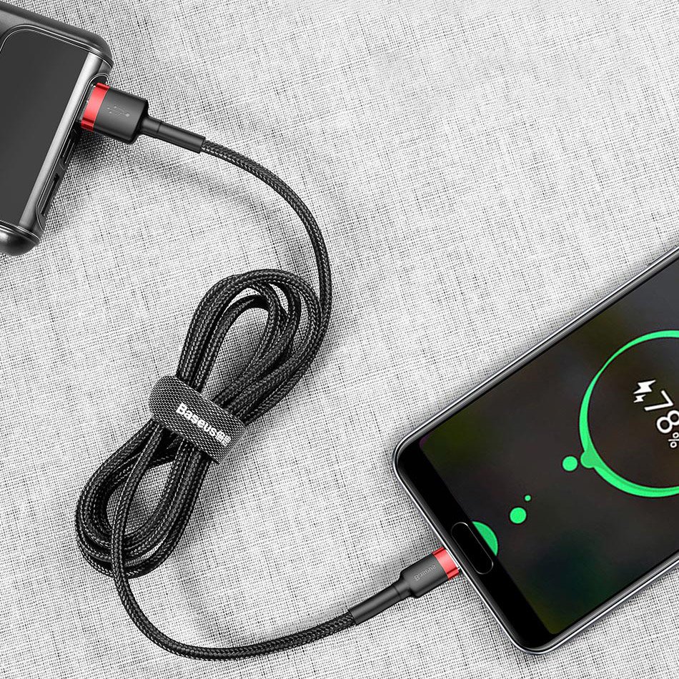 BASEUS Baseus Cafule 3m USB-C QC3.0 Laddningskabel - Svart/Grå