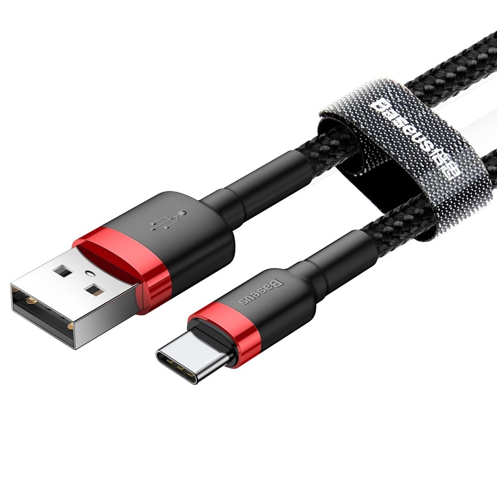 BASEUS Baseus Cafule 3m USB-C QC3.0 Laddningskabel - Svart/Röd