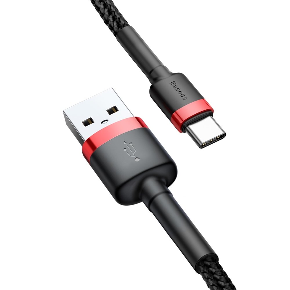 BASEUS Baseus Cafule 3m USB-C QC3.0 Laddningskabel - Svart/Röd