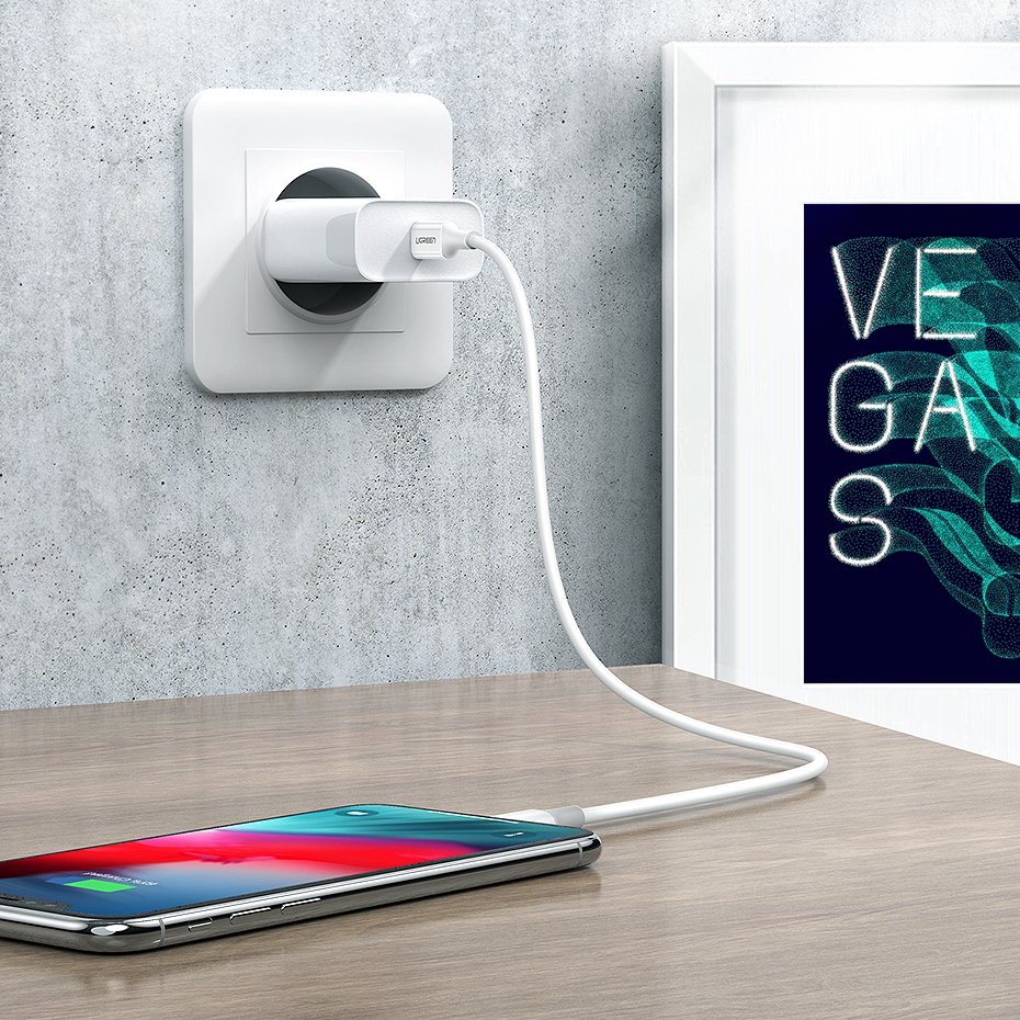 UGREEN Ugreen 1m MFi 18W 3A Lightning - USB-C Kabel - Vit