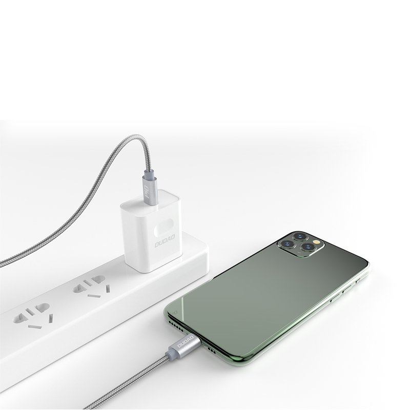 DUDAO Dudao 1m 45W 5A PD Lightning - USB-C Flätad Nylon - Grå