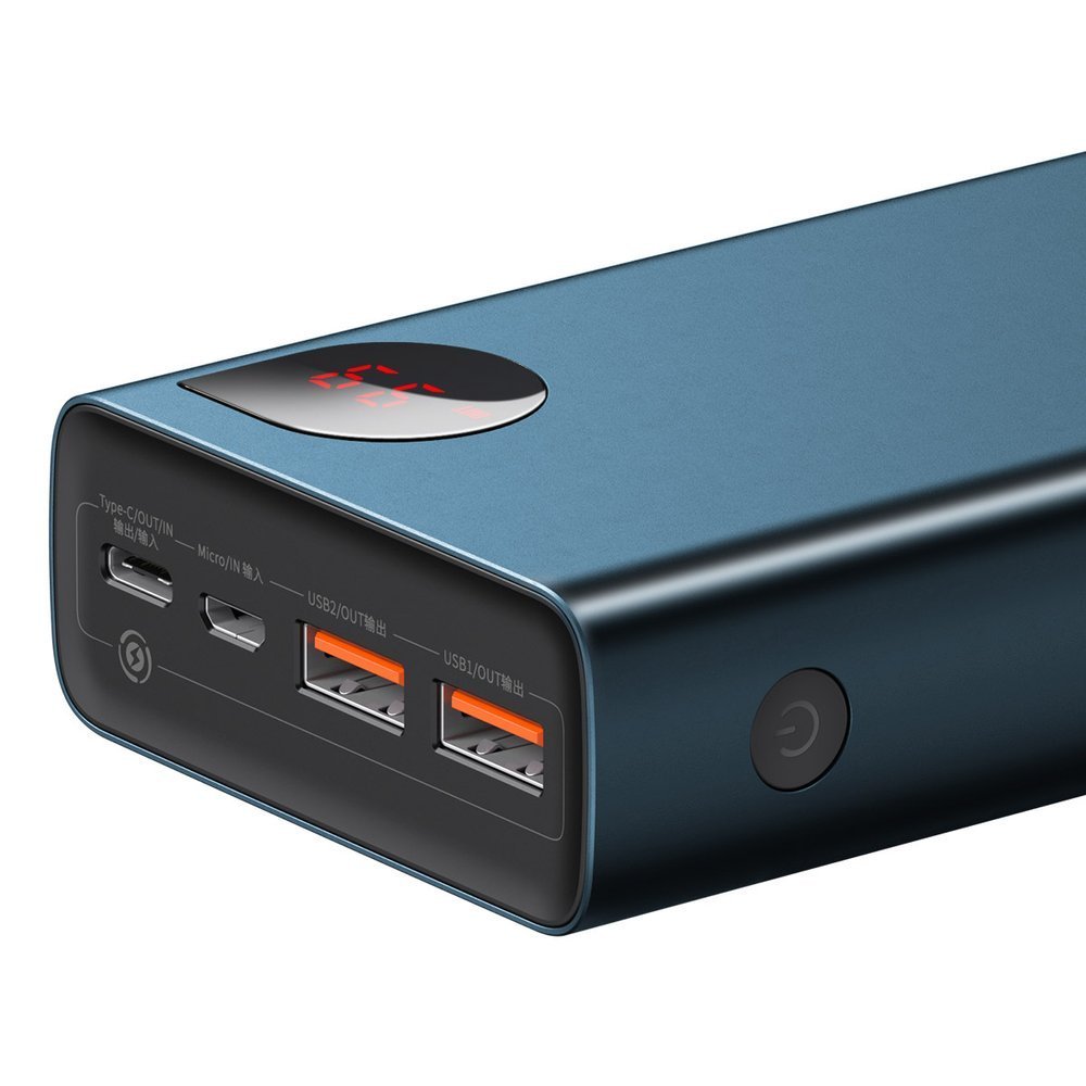 BASEUS Baseus 65W 20000 mAh Power Bank USB-C/USB-A/MicroUSB QC PD Blå