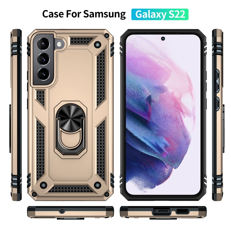  Samsung Galaxy S22 Skal Ring Armor Hybrid Guld