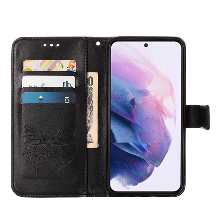  Samsung Galaxy S22 Fodral Butterfly Läder Svart