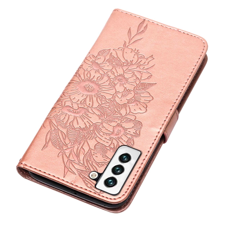  Samsung Galaxy S22 Fodral Butterfly Läder Roséguld