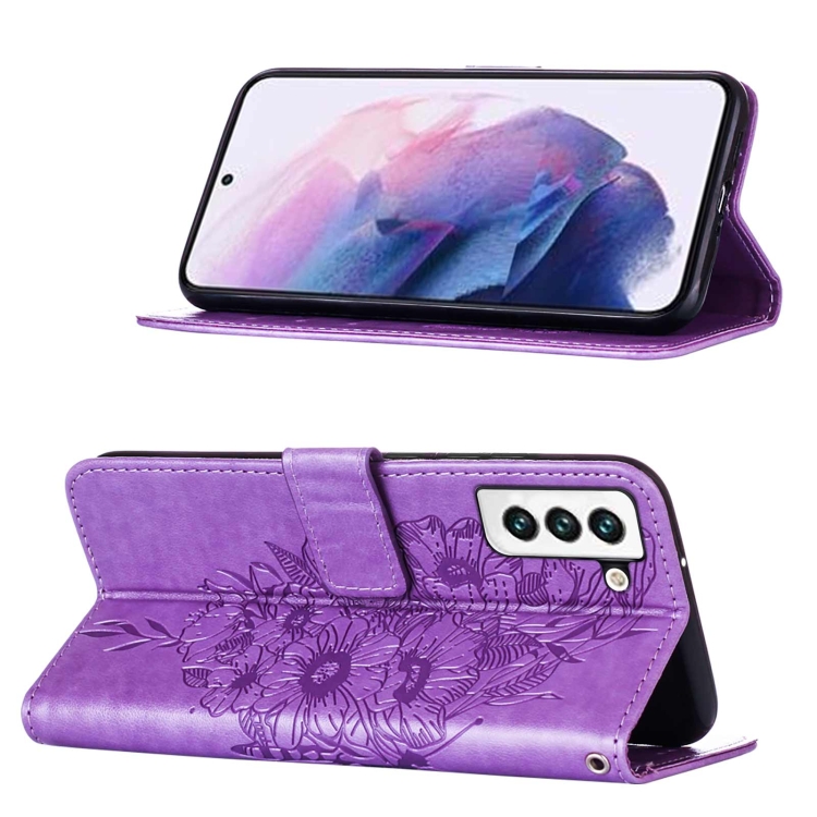  Samsung Galaxy S22 Fodral Butterfly Läder Lila