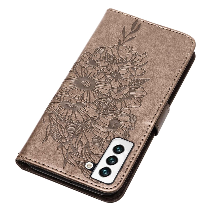  Samsung Galaxy S22 Fodral Butterfly Läder Grå
