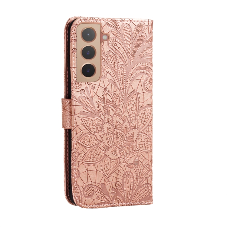  Samsung Galaxy S22 Fodral Flower Textur Roséguld