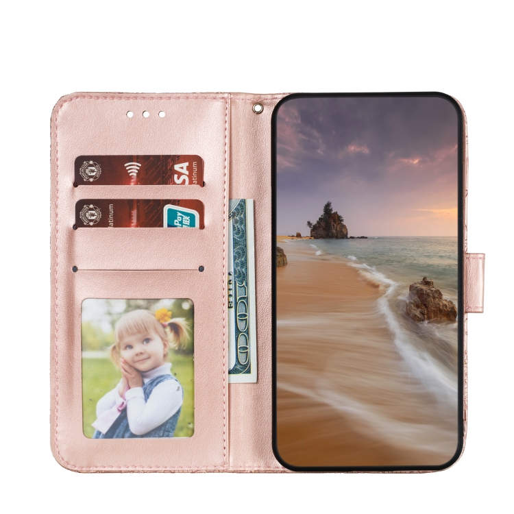  Samsung Galaxy S22 Fodral Flower Textur Roséguld