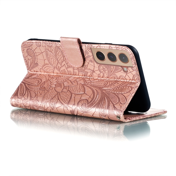  Samsung Galaxy S22 Fodral Flower Textur Roséguld