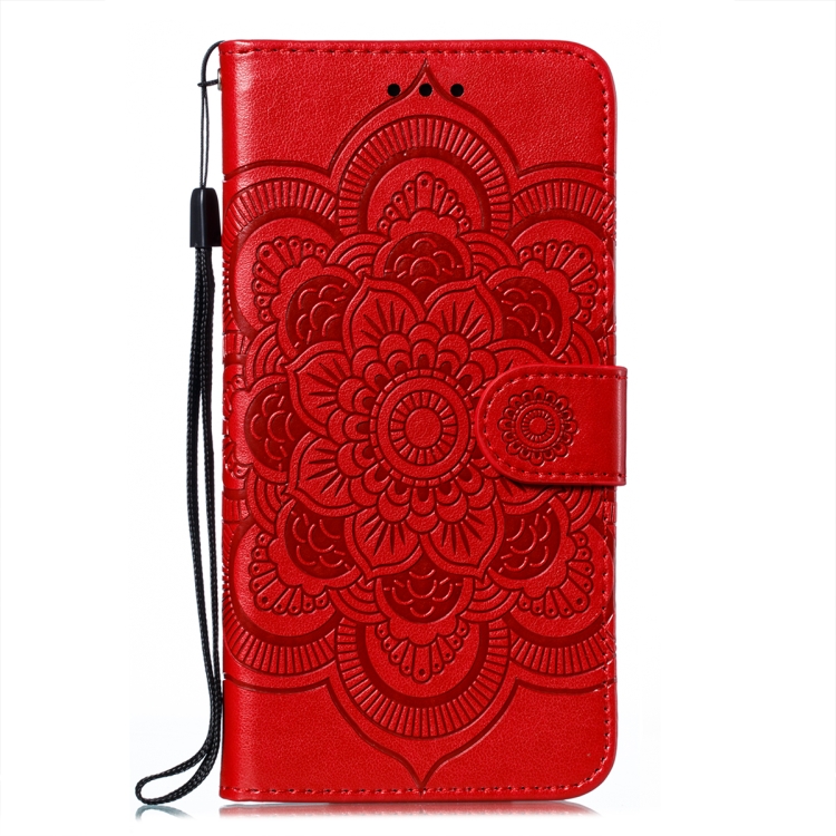  Samsung Galaxy S22 Fodral Sun Mandala Läder Röd