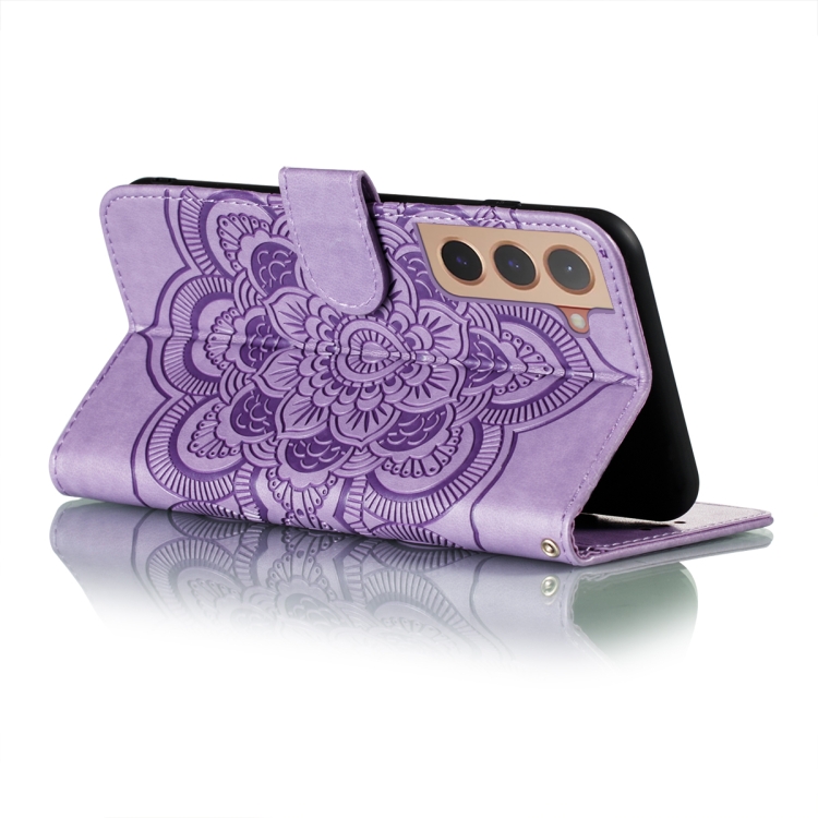  Samsung Galaxy S22 Fodral Sun Mandala Läder Lila