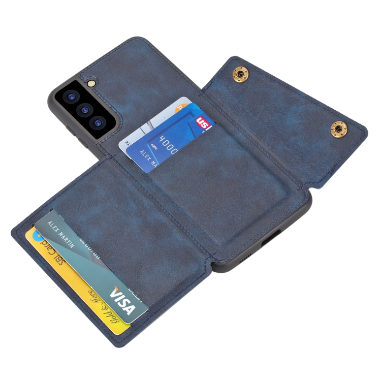  Samsung Galaxy S22 Skal Med Kortfack Och Magnet Blå