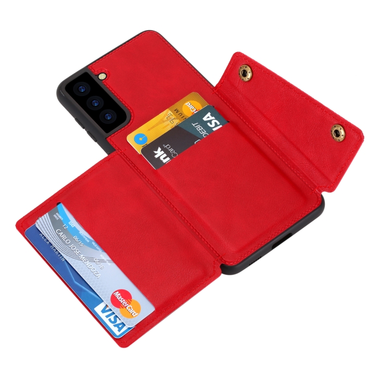  Samsung Galaxy S22 Skal Med Kortfack Och Magnet Röd
