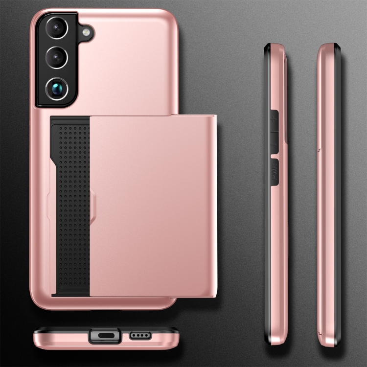  Samsung Galaxy S22 Skal Hybrid Kortfack Rosa