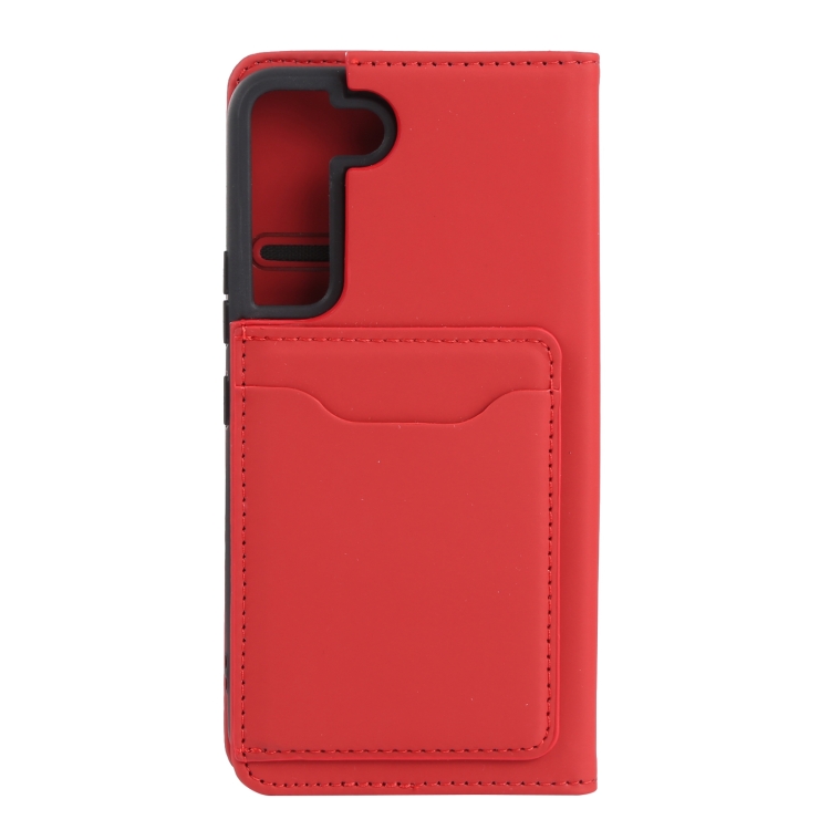  Samsung Galaxy S22 Fodral Flip Läder Med Kortfack Röd