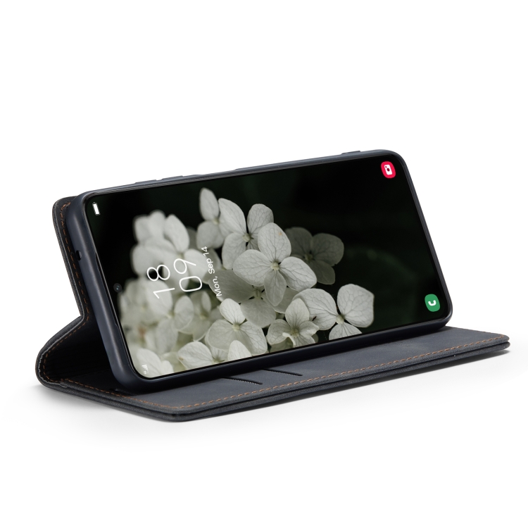 CASEME CASEME Samsung Galaxy S22 Fodral Flip Retro Läder Svart