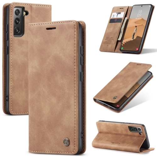 CASEME CASEME Samsung Galaxy S22 Fodral Flip Retro Läder Brun