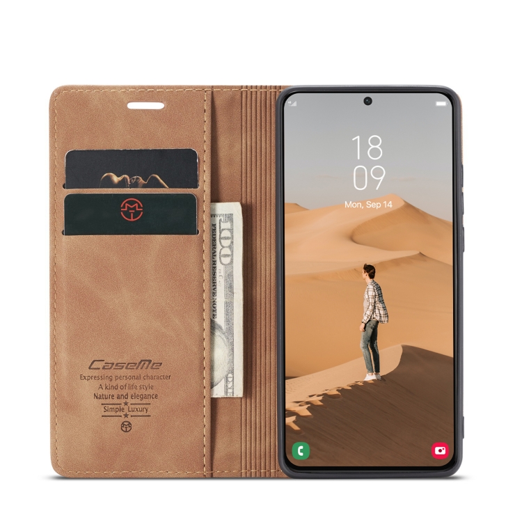 CASEME CASEME Samsung Galaxy S22 Fodral Flip Retro Läder Brun