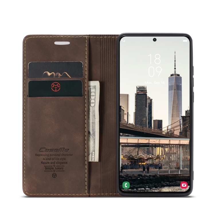 CASEME CASEME Samsung Galaxy S22 Fodral Flip Retro Läder Brun