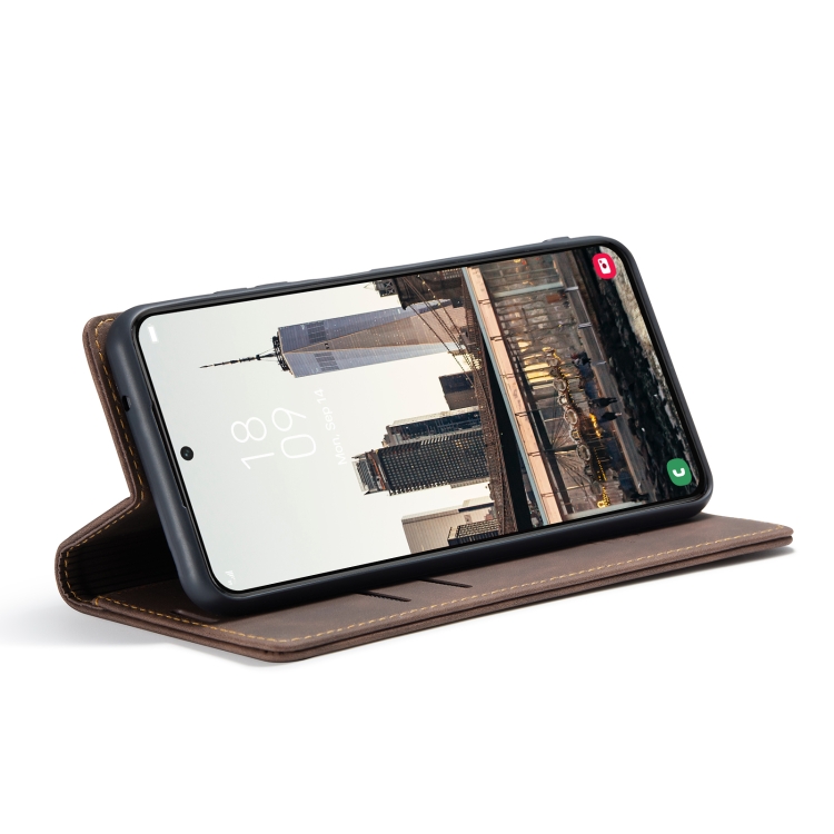 CASEME CASEME Samsung Galaxy S22 Fodral Flip Retro Läder Brun